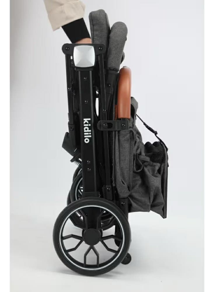 كيديليو أطفال كيديلو K9 - عربة أطفال قابلة للتحويل - قابلة للطي بسهولة بيد واحدة، مزودة بأحزمة أمان خماسية النقاط - Image 3